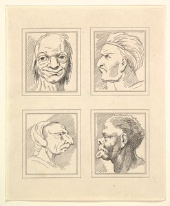 Four Heads from Caricatures by Leonardo da Vinci by Unbekannt
