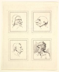Four Heads from Characaturas by Leonardo da Vinci, from Drawings by Wincelslaus Hollar by Unbekannt