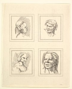 Four Heads from Caricatures by Leonardo da Vinci, from Drawings by Wincelslaus Hollar by Unbekannt