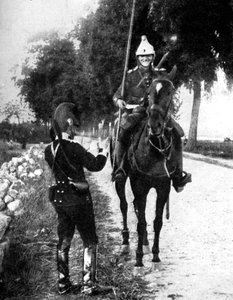 French Dragoon, Delivering Passport to Alert Belgian Picket, First World War