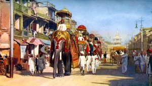 Gaekwars State Elephants, Manipuri Bazaar, Bombay, India