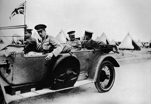General Sir John Maxwell, commander of Egyptian troops, motoring through one of the camps by Unbekannt