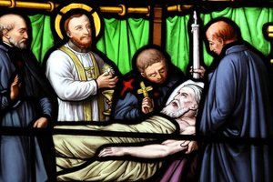 Basilica Notre-Dame of Geneva. Stained glass window. St. Vincent de Paul. by Unbekannt