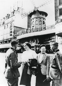 German Soldiers Chatting Up French Women Outside the Moulin Rouge, Occupied Paris