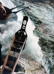 German Warship Battling the Atlantic Seas by Unbekannt