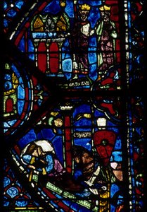 Gothic architecture: Charlemagne receives 3 hunts and Vision of Constantine I, Byzantine emperor (detail)
