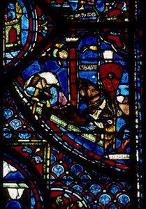 Gothic architecture. Vision of Constantine (detail). Stained glass of the northern ambulatory, absidial. Cathedral of Chartres.