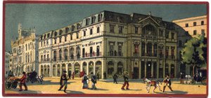 Grand hotels: exterior view of the Avenida Palace in Lisbon, Portugal - Map of a series presenting the hotels of the Compagnie Internationale des Grands Hotels, late 19th-beginning 20th century by Unbekannt