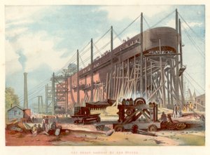 Great Eastern on the Stocks at Millwall on the Thames by Unbekannt