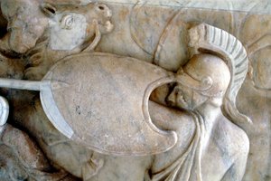 Greek Hoplite in Battle Against the Amazons, 30BC-200AD by Unbekannt