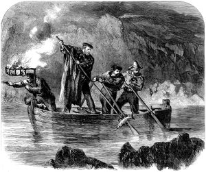 Guiseppe Garibaldi Spearing Fish at Night off Caprera