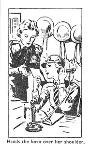 Hands the form over her shoulder, 1940 by Unbekannt