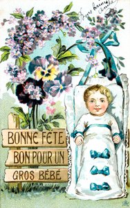 Happy Birthday, Large Baby, French Postcard, c. 1900