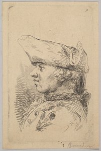 Head of a man in profile wearing a tricorne, 18th century by Unbekannt