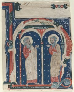 Historiated Initial H Excised from an Antiphonary: SS. Paul the Hermit and Anthony, c1200-1230 by Unbekannt