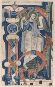 Historiated Initial P Excised from a Choral Book: St. Michael and the Dragon, early 1200s by Unbekannt