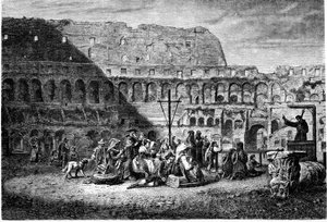 History of Ancient Rome. The Lenten Sermon Inside the Colosseum, Print 1800