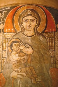 Coptic Monastery of the Holy Virgin and Saint John Kame Fresco: Mary Breastfeeding Jesus, Egypt by Unbekannt
