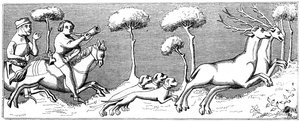 Hunting Deer with Dogs, 14th century, 1849 by Unbekannt