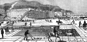 Ice Gathering on the Hudson River Near New York, USA, 1875 by Unbekannt
