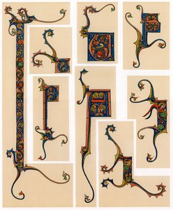 Illuminated initial letters, 13th century