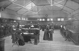 In the Post Office Central Telephone Exchange, City of London, c1903