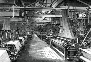 Interior of the Weaving Shed, St Leonards Factory, Dunfermline, c1880