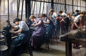 Iron & Steel, Foundries Women workers cutting files