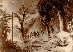 Japanese soldiers advancing towards Port Moresby, New Guinea, World War II