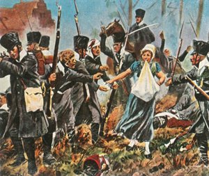 Johanna Stegen at the fighting in Lüneburg, 2 April 1813 by Unbekannt