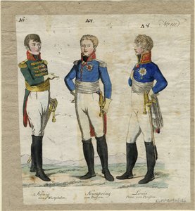 Jerome Bonaparte, King of Westphalia, Prince Louis Ferdinand of Prussia and Ludwig I of Bavaria by Unbekannt