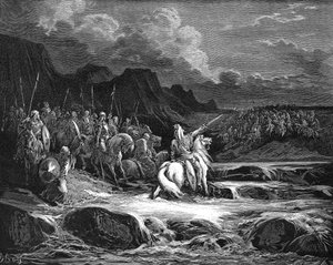 Judas Maccabaeus leading Jewish army into battle by Unbekannt