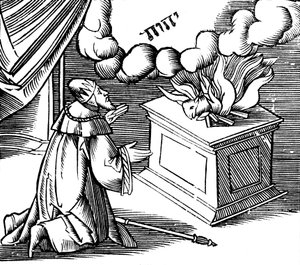 King David making a burnt offering by Unbekannt