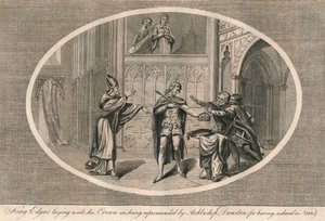 King Edgar Laying Aside His Crown on Being Reprimanded by Archbishop Dunstan, c960s, 1793