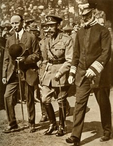 King George V attends a baseball match at Stamford Bridge, London
