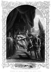 King John 1167-1216 Signing the Magna Carta at Runnymede, 1215