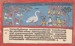 Krishna Slays Bakasura, the Crane Demon