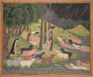 Krishna Summoning the Cows by Unbekannt