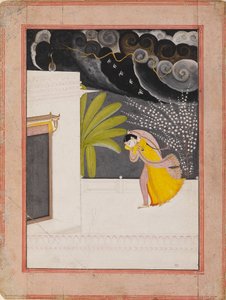 Lady on a Terrace Seeking Shelter from the Rains