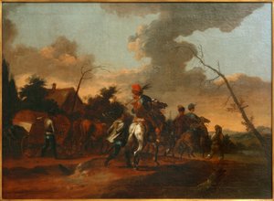 Landscape with a Cavalry Procession by Unbekannt