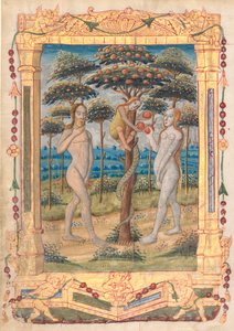 Leaf from a Book of Hours: Adam and Eve and the Fall of Man (recto) by Unbekannt