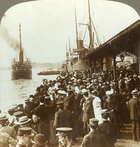 Leaving old home and friends - waving emigrants for America, Christiania, Norway, c1905 by Unbekannt