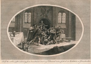 Leofa the robber stabbing Edmund I at a festival at Pucklekirk, Gloucestershire by Unbekannt