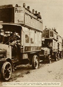 London Buses Taking Scottish Troops to the Front, First World War