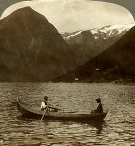 Looking Across Essefjord from Tjugum to Ice-Covered Kjeipen, Norway, c. 1905 by Unbekannt
