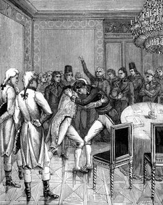 Lord Cornwallis and Joseph Bonaparte embrace in Amiens, France, 1802 by Unbekannt