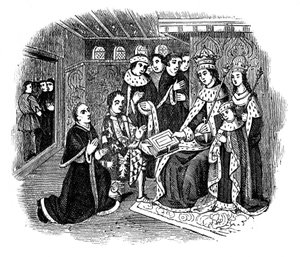 Lord Rivers and Caxton before Edward IV by Unbekannt