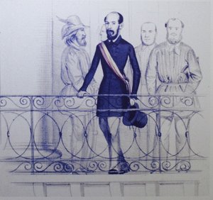 Lorenzo Brentano on the balcony of the Rathaus in Karlsruhe by Unbekannt