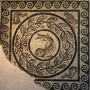 Lyon, region Auvergne, Rhone Alpes, department of Rhone. Mosaic of Choulans, discovered in 1967. Representing a fish by Unbekannt