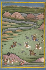 Maharana Amar Singh II or Sangram Singh Hunting Wild Boar by Unbekannt